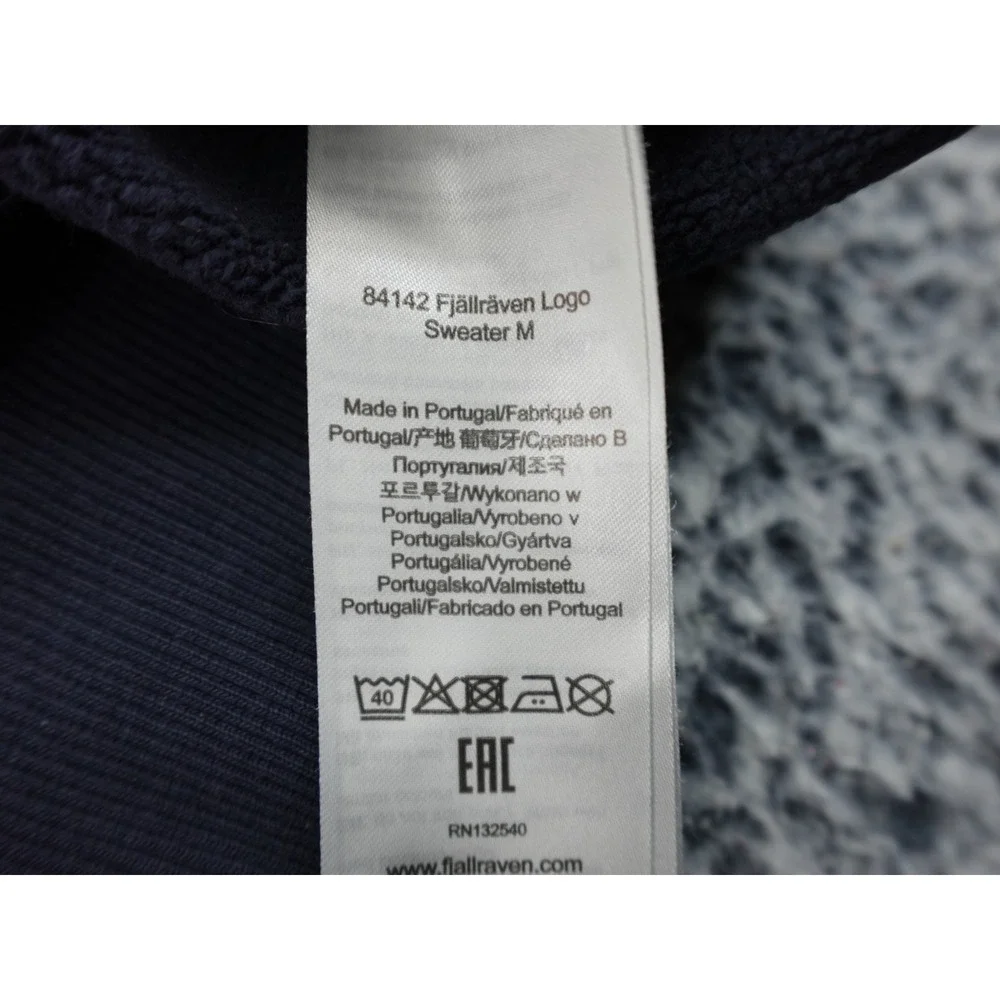 Fjallraven Logo Sweater Mens‎ XXL Navy Blue Graphic Pullover Crewneck F84141